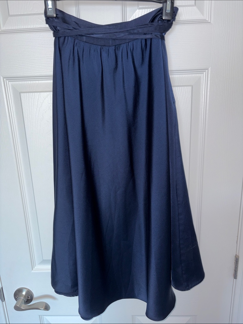 Zara Dark Blue Midi Skirt with Twisted Waistband